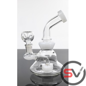 BELL SHAPED CURVED NECK COLORED RING GLASS  WATER PIPE  6inch